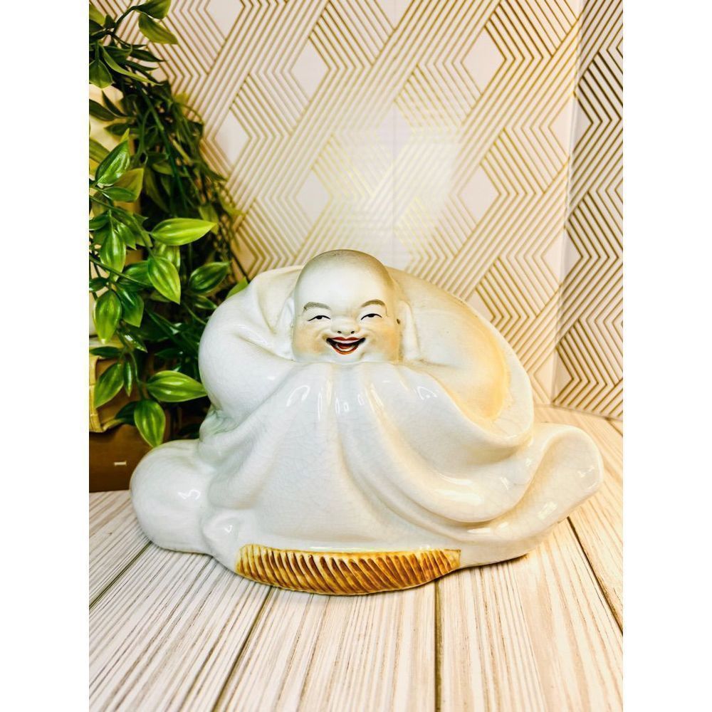 🎃 SOLD 🎃Laughing Buddha 6” Statue Vintage Porcelain Chinese Hotei
